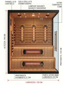 Sauna Infrarossi 3 Posti 150x110 | Quarzo e Magnesio