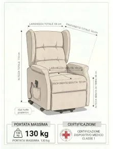 Poltrona Relax 2 Motori Alzapersona Bergère - Dispositivo Medico Classe 1