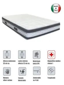 Materasso Una Piazza e Mezza Termoregolante con Bioceramic e Memory Xform