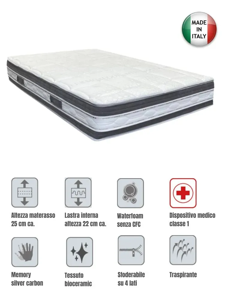 Materasso Una Piazza e Mezza Termoregolante con Bioceramic e Memory Xform