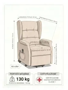 Poltrona Relax 2 Motori con Kit Roller 4 Ruote Alzapersona | Più Relax®