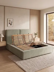 Letto Matrimoniale Velluto con Contenitore e Rete Motorizzata | Più Relax®