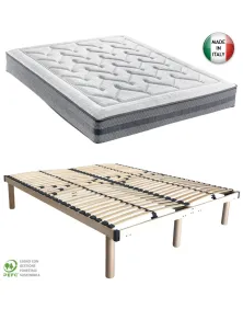 Materasso Molle Insacchettate e  Memory + Rete in Legno OMAGGIO | Più Relax
