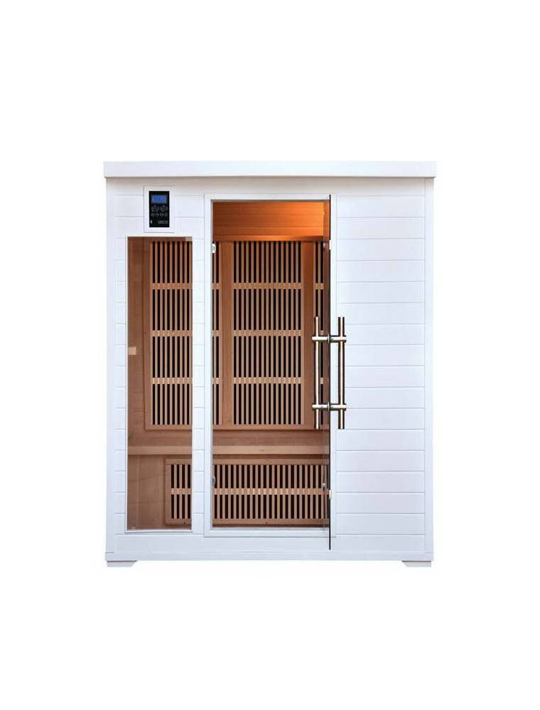 SAUNA AD INFRAROSSI 3 POSTI BIANCA CON IRRADIATORI IN CARBONIO FULL OPTIONAL