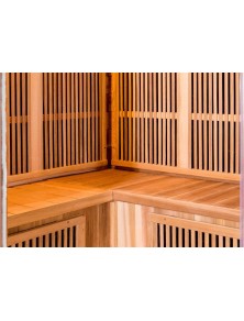 sauna ad infrarossi angolare in cedro rosso con irradiatori carbonio