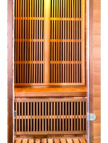 SAUNA INFRAROSSI 2 POSTI LEGNO CEDRO ROSSO IRRADIATORI CARBONIO FULL OPTIONAL