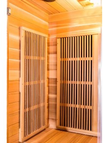 SAUNA INFRAROSSI 2 POSTI LEGNO CEDRO ROSSO IRRADIATORI CARBONIO FULL OPTIONAL