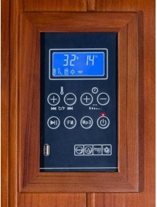 sauna ad infrarossi angolare in cedro rosso con irradiatori carbonio