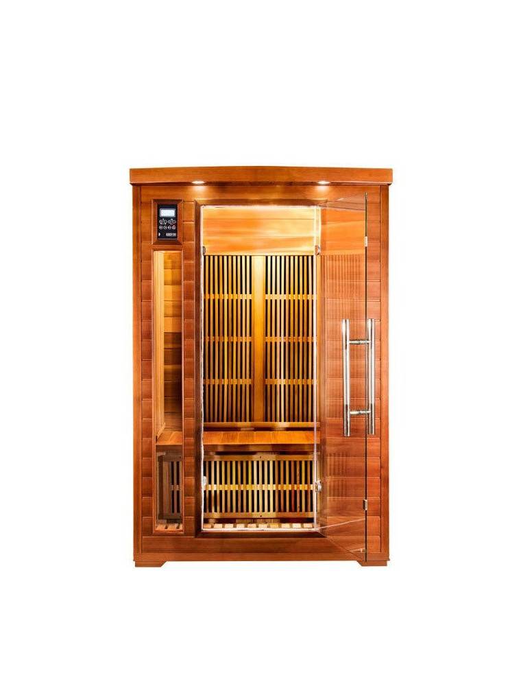 SAUNA INFRAROSSI 2 POSTI LEGNO CEDRO ROSSO IRRADIATORI CARBONIO FULL OPTIONAL