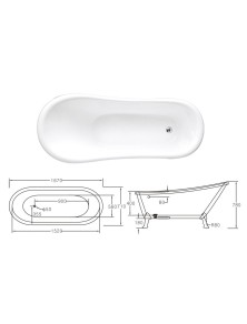 VASCA DA BAGNO FREESTANDING CLASSIC 167 X 71 PIEDI ZAMPA DI LEONE