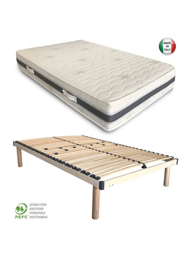 RETE IN FAGGIO A DOGHE CON CURSORI REGOLAZIONE PESO E MATERASSO IN MEMORY ALOE VERA SFODERABILE RETE IN FAGGIO A DOGHE CON CURSORI REGOLAZIONE PESO E MATERASSO IN MEMORY ALOE VERA SFODERABILE