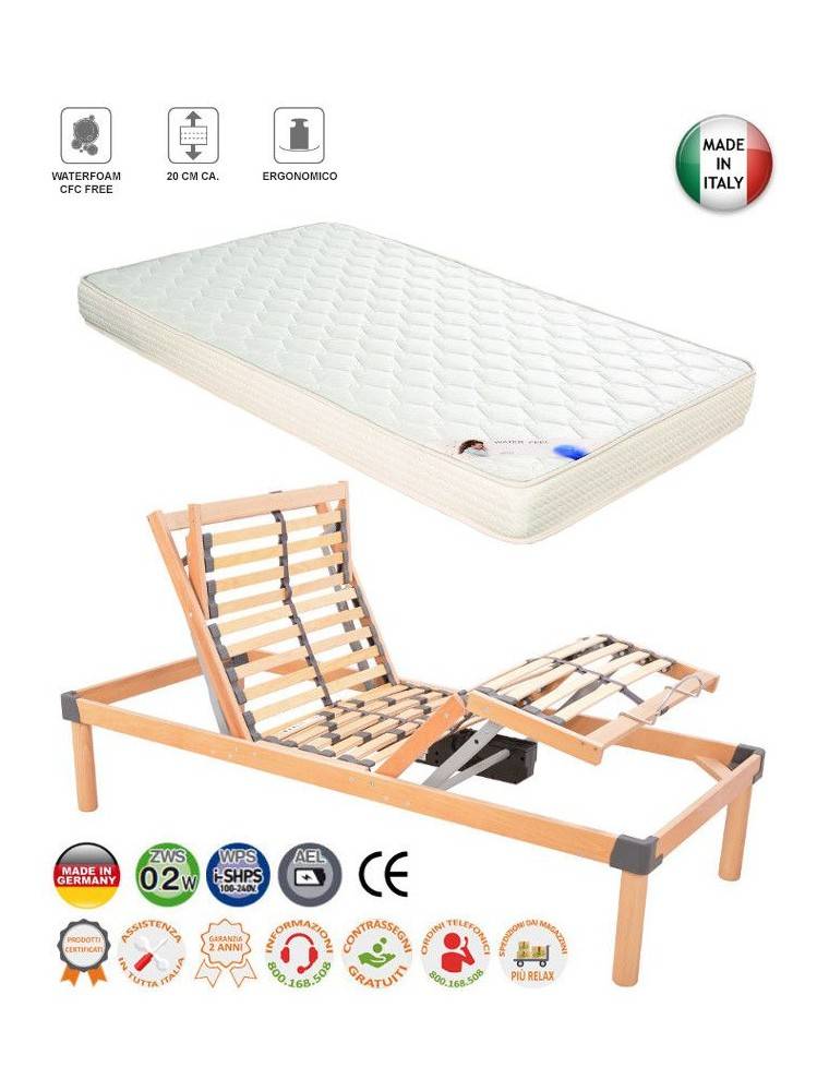 RETE ELETTRICA MOTORIZZATA A DOGHE CON MATERASSO ORTOPEDICO 80x200
