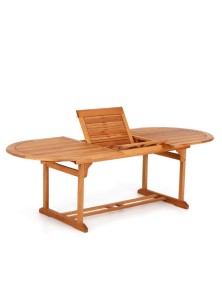 TAVOLO APRIBILE IN LEGNO DI EUCALIPTO 180/240X90 CON SEDIE