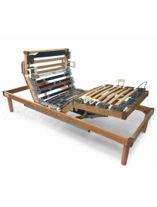 RETE ELETTRICA MOTORIZZATA A DOGHE IN LEGNO RINFORZATA PESO MASSIMO 200 KG CON MATERASSO IN MEMORY ALOE SFODERABILE