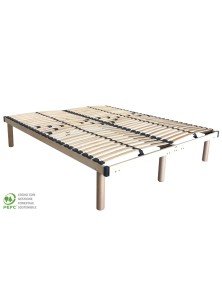 RETE IN FAGIO A DOGHE IN LEGNO CON MATERASSO IN MEMORY VITAMINIC CON RIVESTIMENTO IN SILVER SFODERABILE MATRIMONIALE