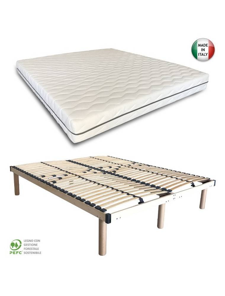 RETE MATRIMONIALE A DOGHE IN LEGNO 160X190