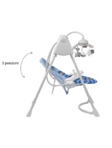 sdraietta altalena musicale con giostrina rotante e consolle di comando a luci led e base antiscivolo