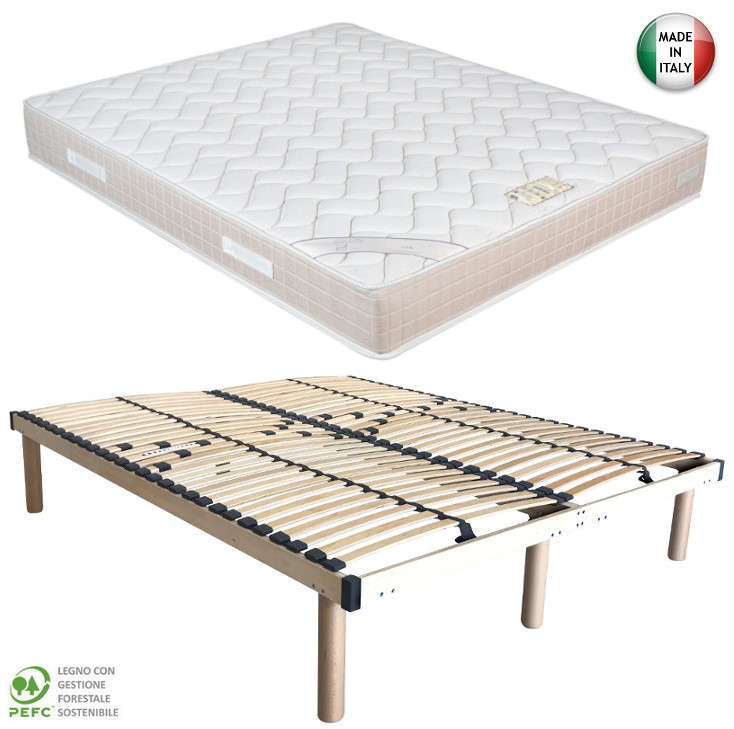 rete matrimoniale con materasso a molle lato estivo e inverno