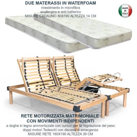 Offerta Comfort matrimoniale indipendente con reti a doghe motorizzate elettriche 2 materassi 2 telecomandi senza fili gratis IVA Applicata 22