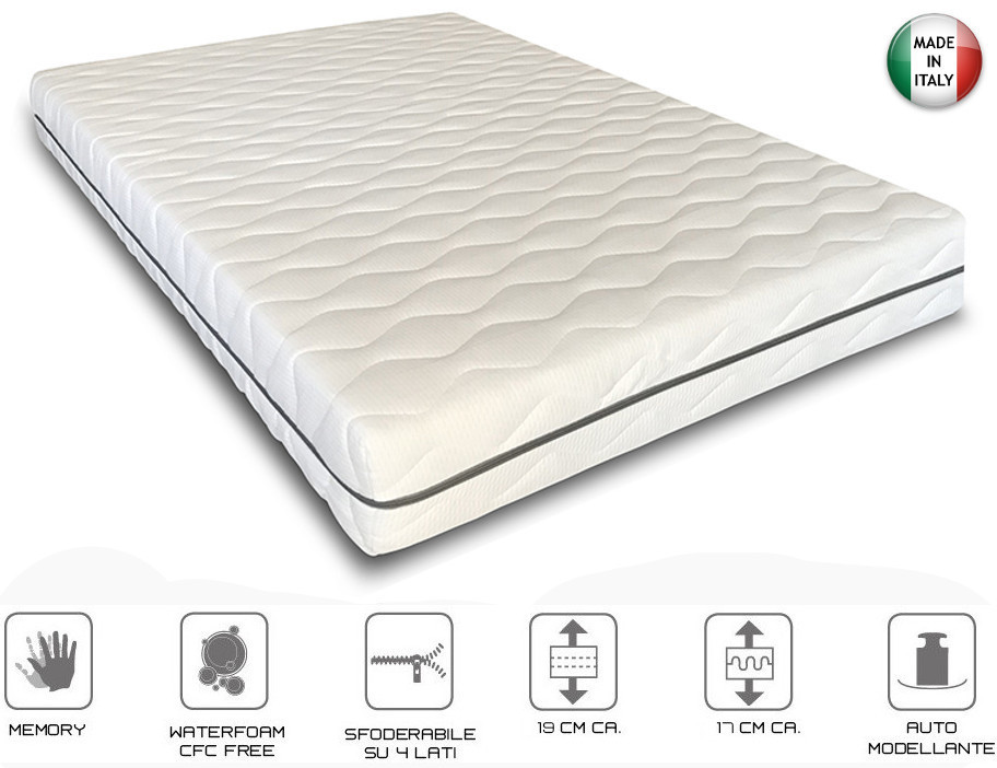 Materasso Una Pazza E Mezza, Alto 20 Cm - Waterfoam, Anallergco