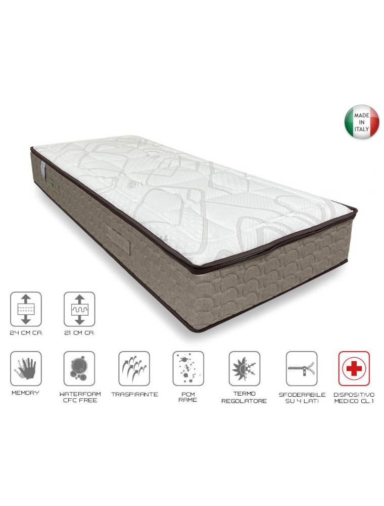 MATERASSO IN MEMORY 5 ZONE DI PORTANZA DIFFERENZIATE PMC IN RAME ANTIBATTERICO RIVESTIMENTO TERMOREGOLANTE SFODERABILE MATERASSO IN MEMORY 5 ZONE DI PORTANZA DIFFERENZIATE PMC IN RAME ANTIBATTERICO RIVESTIMENTO TERMOREGOLANTE SFODERABILE