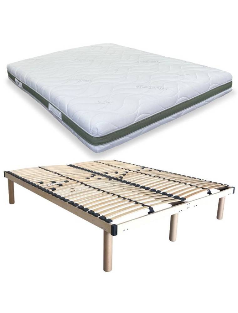 offerta rete a doghe in legno con materasso matrimoniale in memory