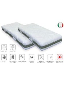 RETE MOTORIZZATA MATRIMONIALE TELECOMANDI WIRELESS CON MATERASSI IN MEMORY A 5 ZONE DI PORTANZA RIVESTIMENTO SFODERABILE SILVER