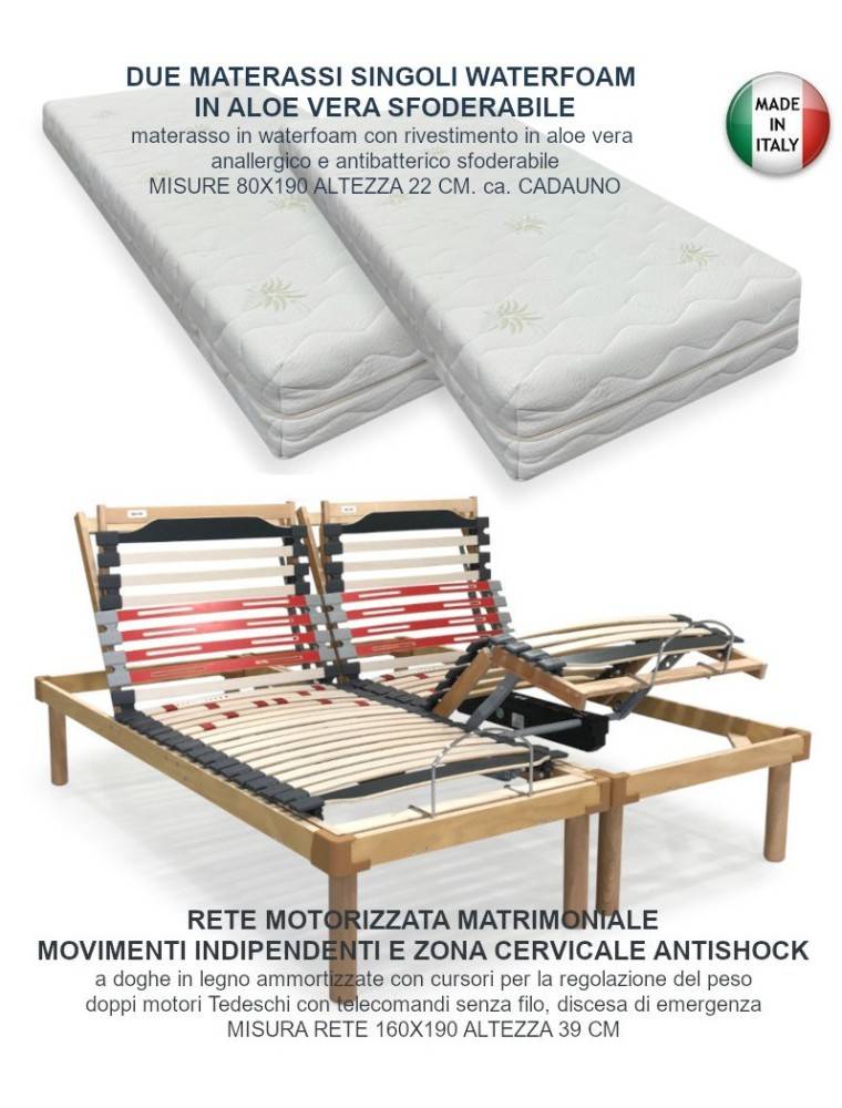 rete motorizzata matrimoniale movimenti indipendenti materassi singoli