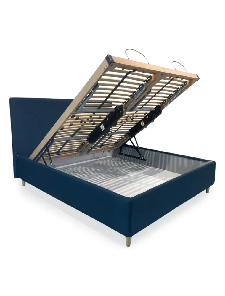 Letto matrimoniale capitonné, struttura in ferro con LED, presa USB, 4