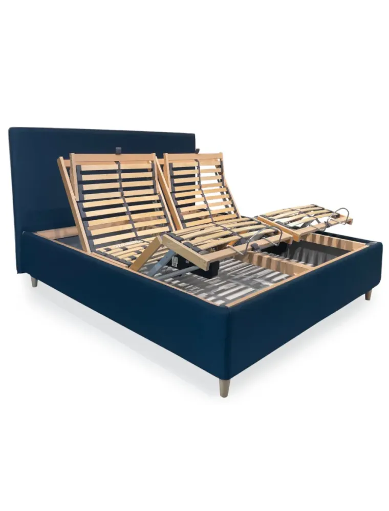 LETTO MATRIMONIALE CONTENITORE CON TESTIERA IMBOTTITA BORDINO A