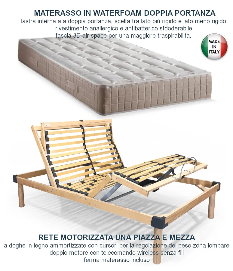 rete motorizzata elettrica una piazza e mezza 120x190 con materasso,