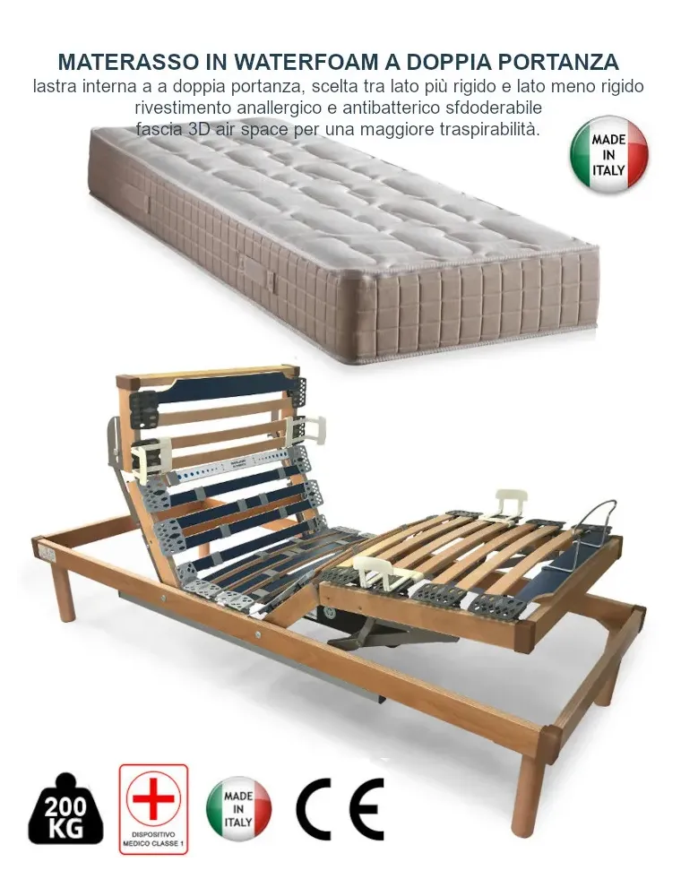 rete elettrica motorizzata peso massimo 200kg con materasso waterfoam