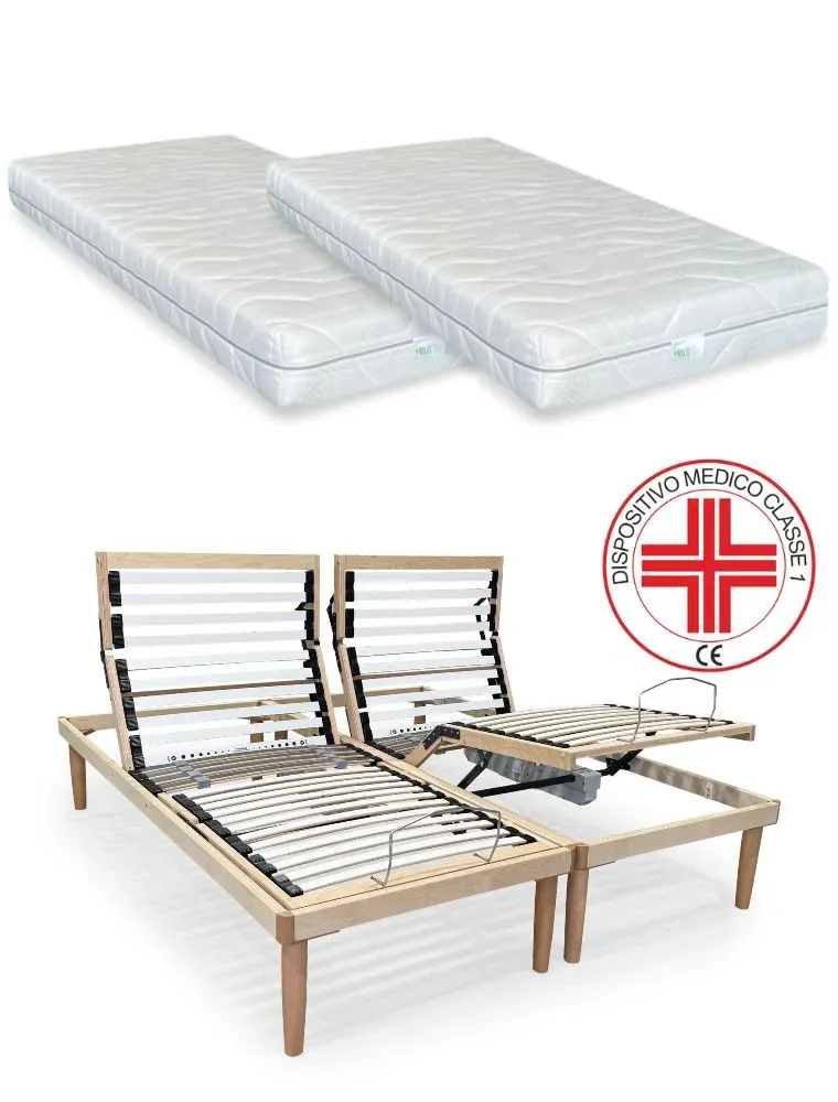 Rete Letto Singolo In Legno Con Materasso Memory 7 Zone, 80x190 Cm, Anallergico E Sfoderabile, Aloe Vera - 3