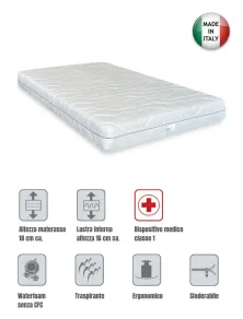 Materasso waterfoam una piazza e mezza rivestimento anallergico e anti batterico sfoderabile.