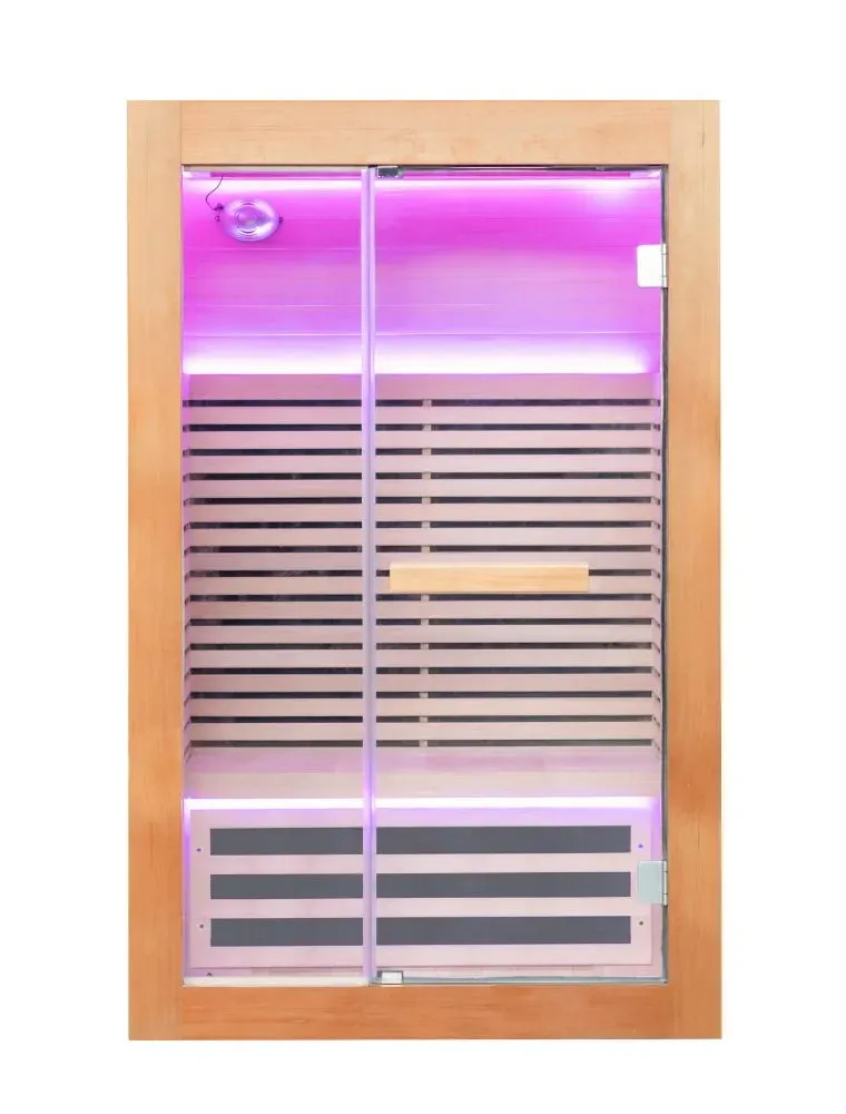 Sauna ad infrarossi 2 posti full optional con radiatori al carbonio cromoterapia e led interni temperatura sauna infrarossi 65°C