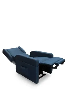 Poltrona relax reclinabile alza persona a due motori con kit roller 4 ruote, doppia pediera e braccioli estraibili