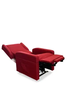 Poltrona relax reclinabile alza persona a due motori con kit roller 4 ruote, doppia pediera e braccioli estraibili