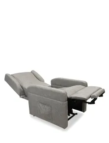 Poltrona relax reclinabile alza persona a due motori con kit roller 4 ruote, doppia pediera e braccioli estraibili