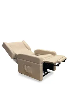 Poltrona relax reclinabile alza persona a due motori con kit roller 4 ruote, doppia pediera e braccioli estraibili