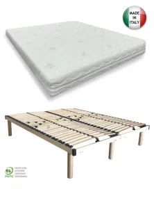 Offerta Letto Matrimoniale: Rete Betulla + Materasso Aloe Vera 22cm