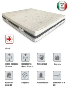 Letto Contenitore + Materasso Memory 7 Zone Aloe Vera | Set