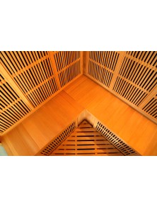 SAUNA AD INFRAROSSI ANGOLARE 3-4 POSTI CON IRRADIATORI IN CARBONIO FULL OPTIONAL