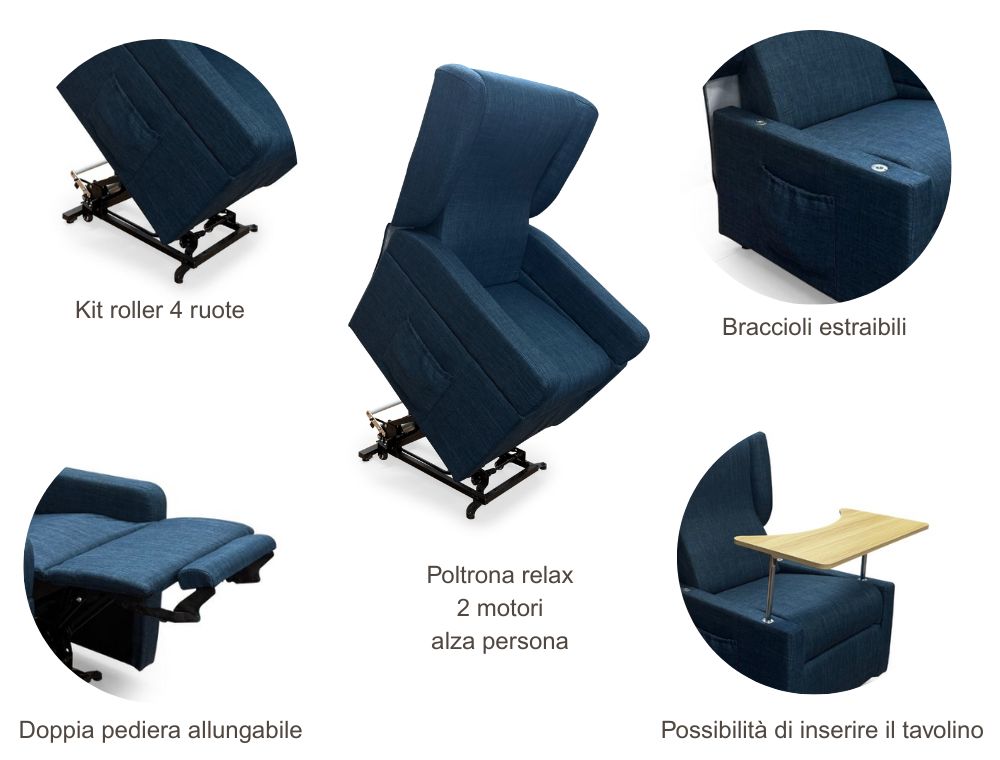 poltrna per disabili doppia pediera kit roller