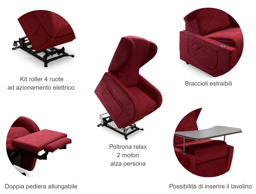 poltrona relax 2 motori kit roller elettrico